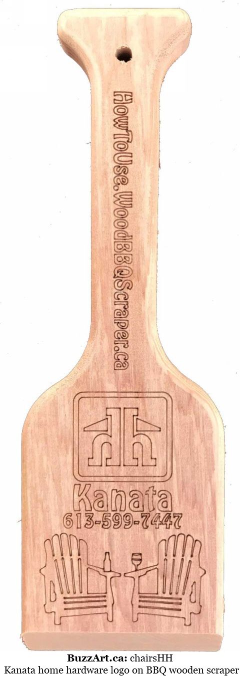 Kanata home hardware logo on BBQ wooden scraper